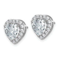 14k White Gold 3 1/2 carat Lab Grown Diamond VS+ F+ Complete Heart Halo Post Earrings