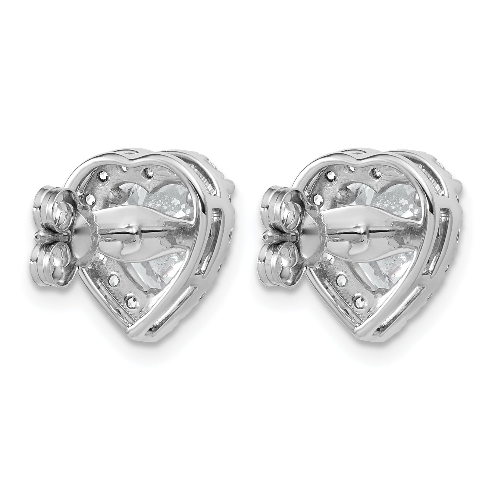 14k White Gold 3 1/2 carat Lab Grown Diamond VS+ F+ Complete Heart Halo Post Earrings