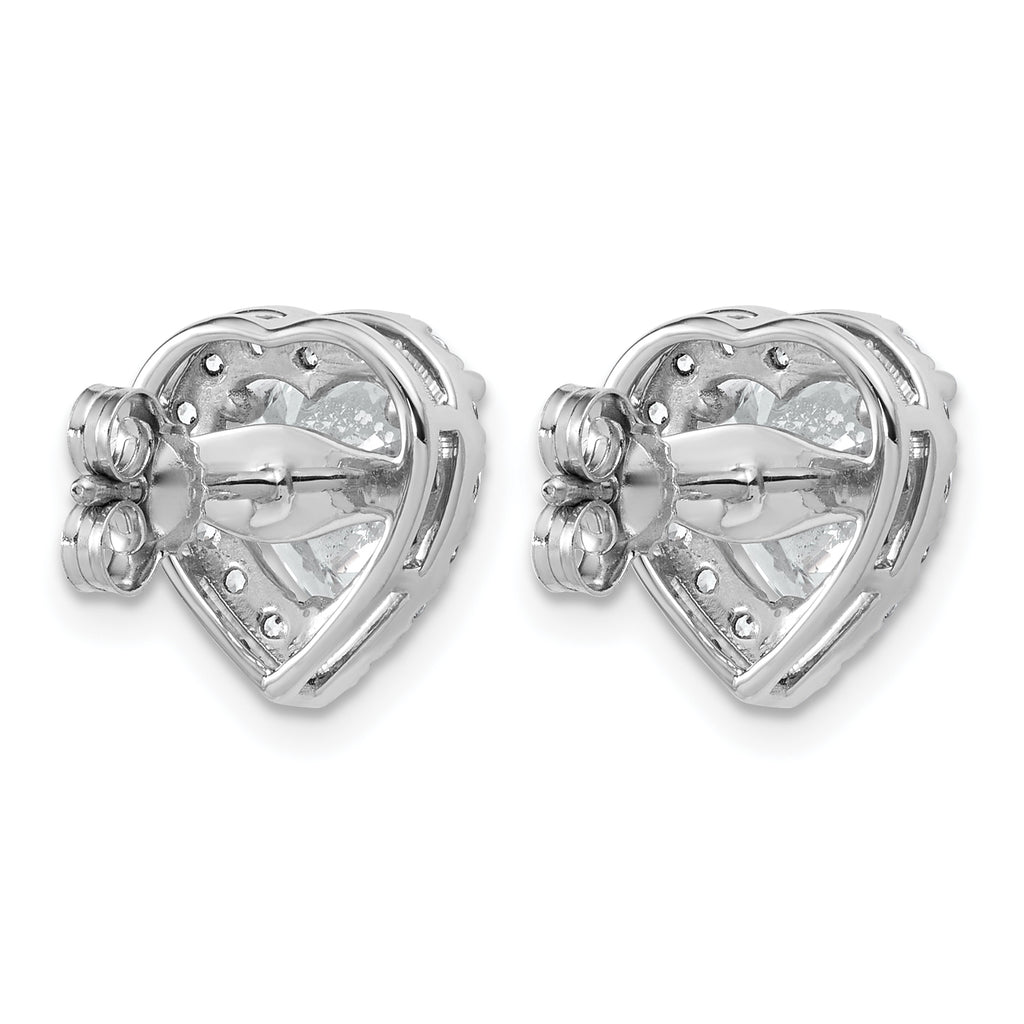14k White Gold 3 1/2 carat Lab Grown Diamond VS+ F+ Complete Heart Halo Post Earrings