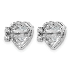 14k White Gold 3 1/2 carat Lab Grown Diamond VS+ F+ Complete Heart Halo Post Earrings