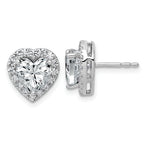 14k White Gold 3 1/2 carat Lab Grown Diamond VS+ F+ Complete Heart Halo Post Earrings