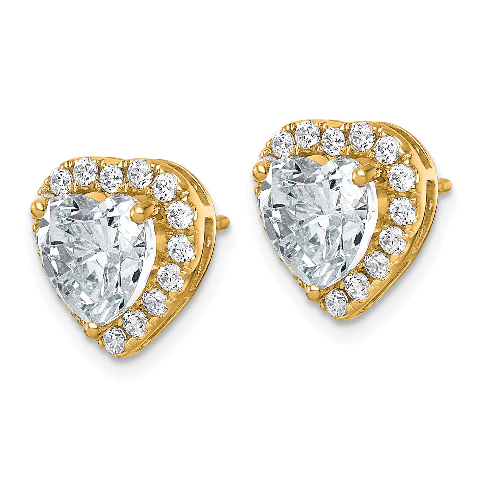 14k 3 1/2 carat Lab Grown Diamond VS+ F+ Complete Heart Halo Post Earrings Secondary image