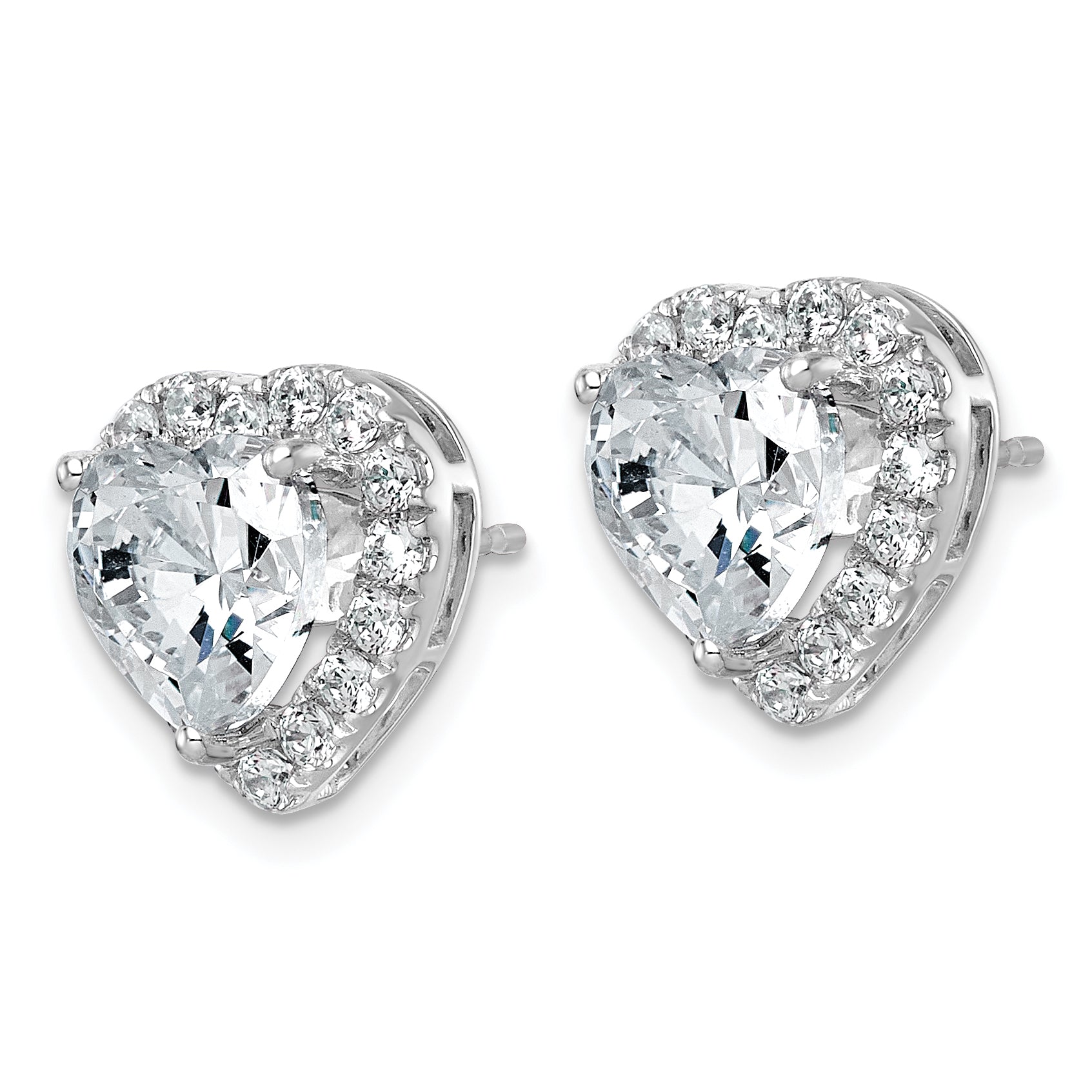 14k White Gold 4 7/8 carat Lab Grown Diamond VS+ F+ Complete Heart Halo Post Earrings Secondary image