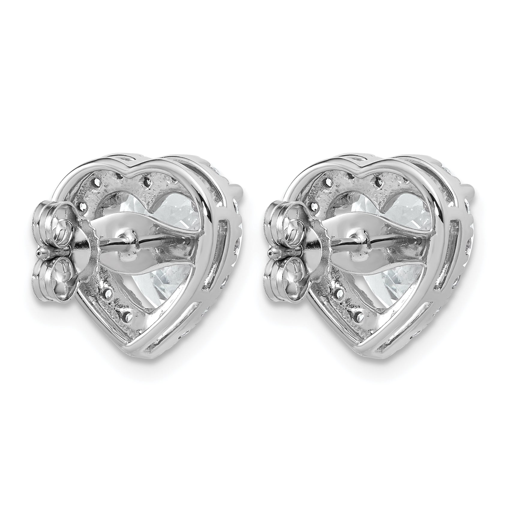 14k White Gold 4 7/8 carat Lab Grown Diamond VS+ F+ Complete Heart Halo Post Earrings