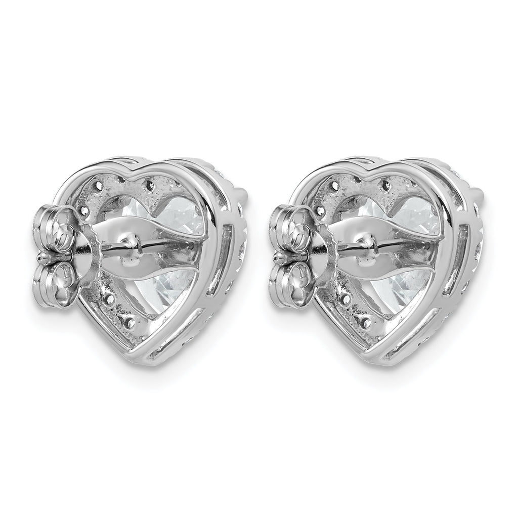 14k White Gold 4 7/8 carat Lab Grown Diamond VS+ F+ Complete Heart Halo Post Earrings