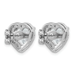 14k White Gold 4 7/8 carat Lab Grown Diamond VS+ F+ Complete Heart Halo Post Earrings