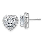 14k White Gold 4 7/8 carat Lab Grown Diamond VS+ F+ Complete Heart Halo Post Earrings