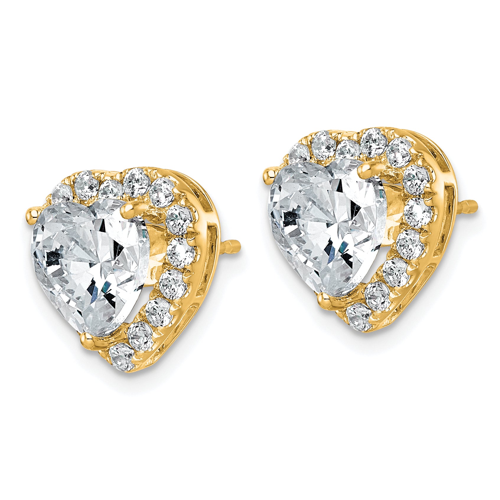 14k 4 7/8 carat Lab Grown Diamond VS+ F+ Complete Heart Halo Post Earrings Secondary image