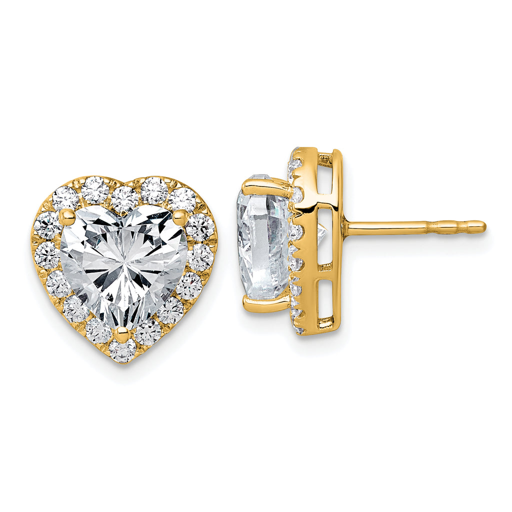 14k 4 7/8 carat Lab Grown Diamond VS+ F+ Complete Heart Halo Post Earrings