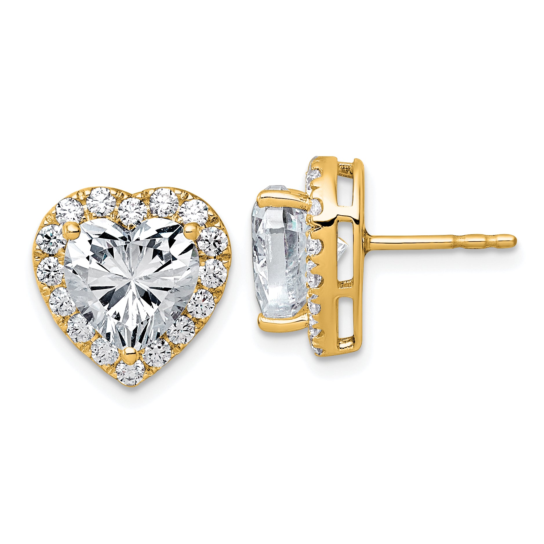 14k 4 7/8 carat Lab Grown Diamond VS+ F+ Complete Heart Halo Post Earrings