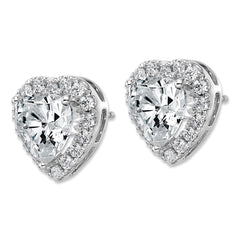 14k White Gold 6 carat Lab Grown Diamond VS+ F+ Complete Heart Halo Post Earrings