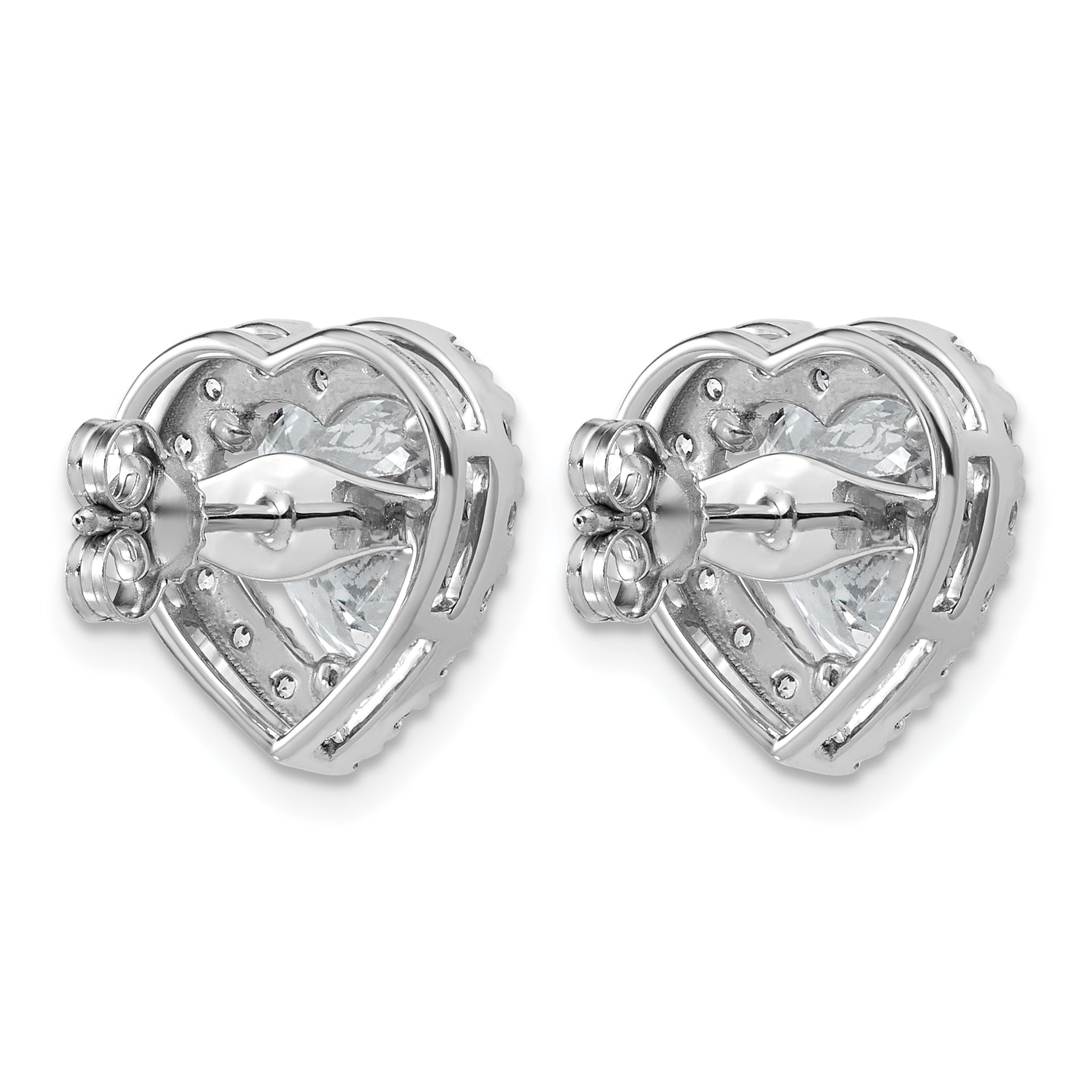 14k White Gold 6 carat Lab Grown Diamond VS+ F+ Complete Heart Halo Post Earrings
