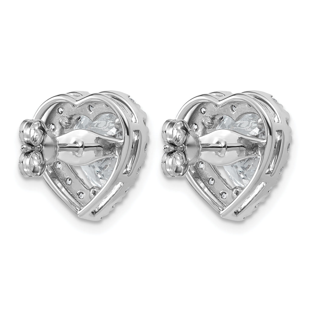 14k White Gold 6 carat Lab Grown Diamond VS+ F+ Complete Heart Halo Post Earrings