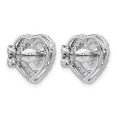 14k White Gold 6 carat Lab Grown Diamond VS+ F+ Complete Heart Halo Post Earrings