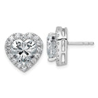 14k White Gold 6 carat Lab Grown Diamond VS+ F+ Complete Heart Halo Post Earrings
