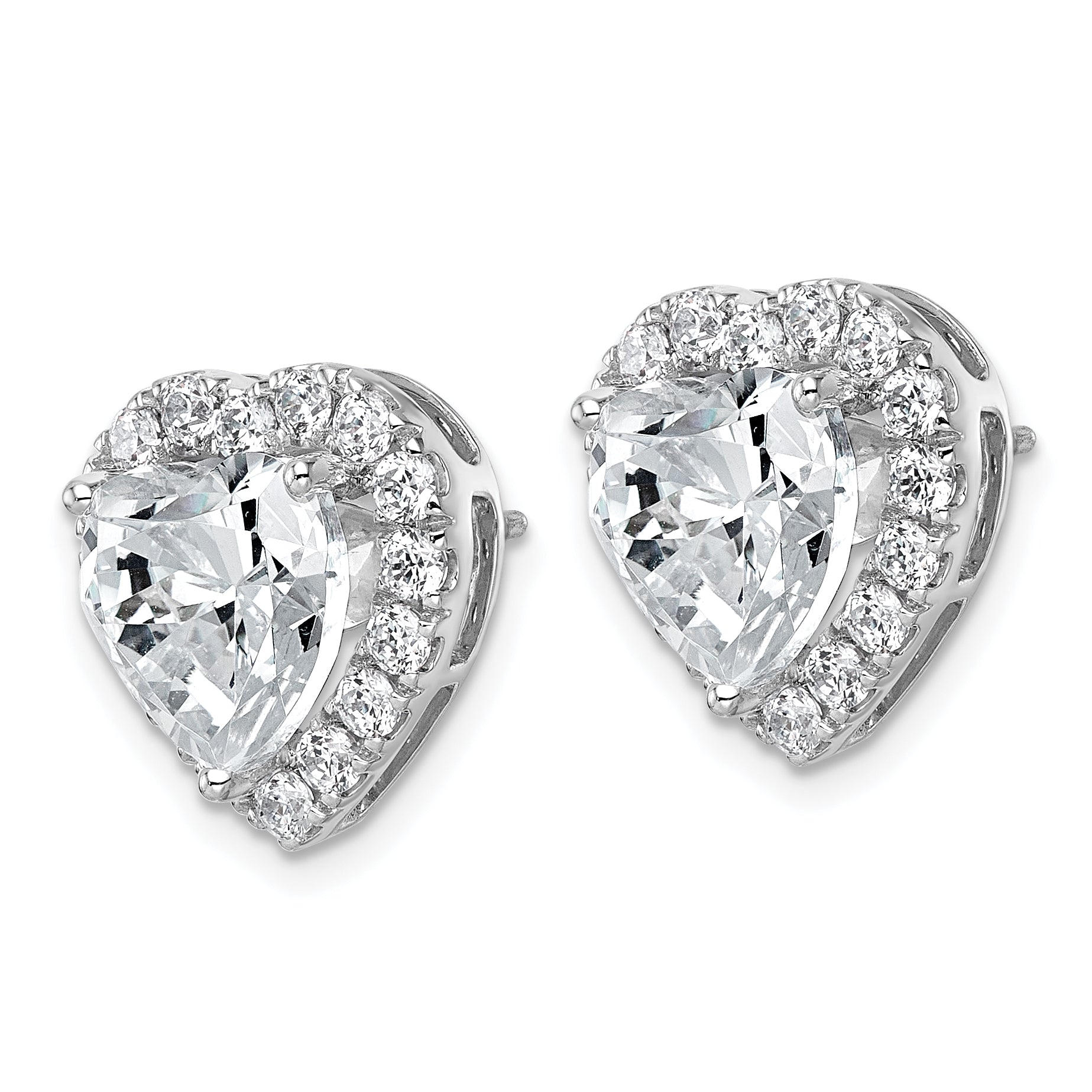 14k White Gold 7 3/8 carat Lab Grown Diamond VS+ F+ Complete Heart Halo Post Earrings