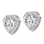 14k White Gold 7 3/8 carat Lab Grown Diamond VS+ F+ Complete Heart Halo Post Earrings