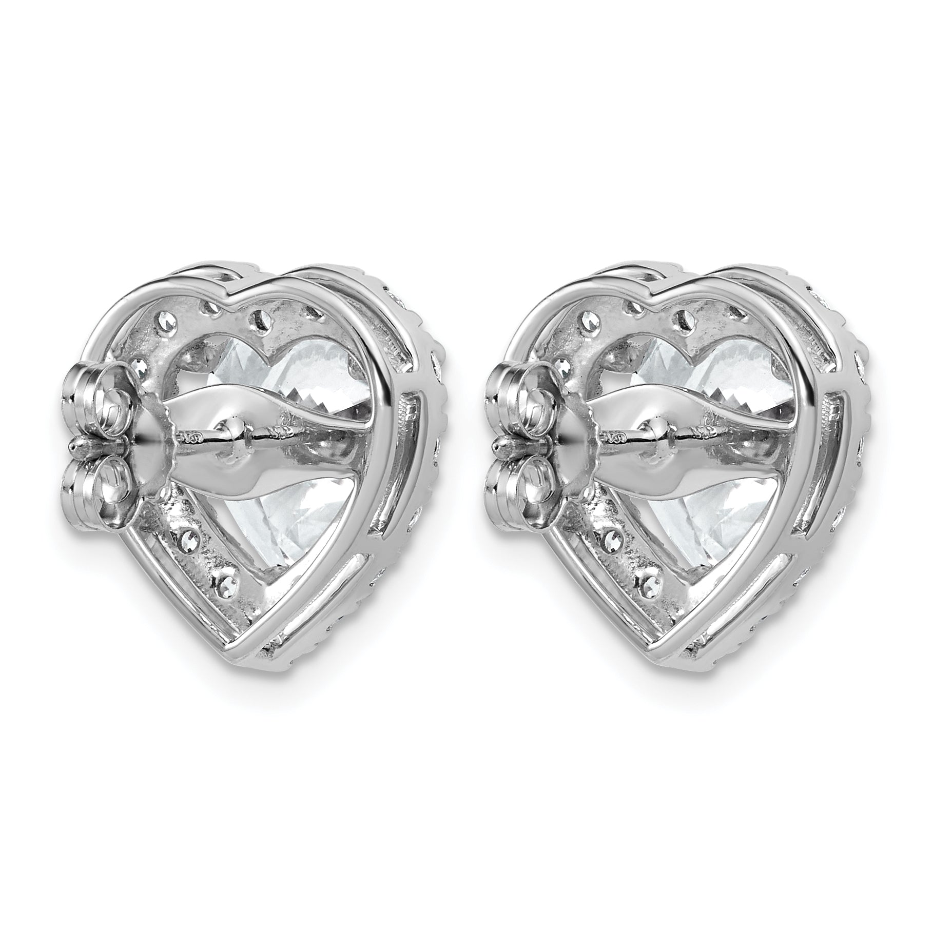 14k White Gold 7 3/8 carat Lab Grown Diamond VS+ F+ Complete Heart Halo Post Earrings