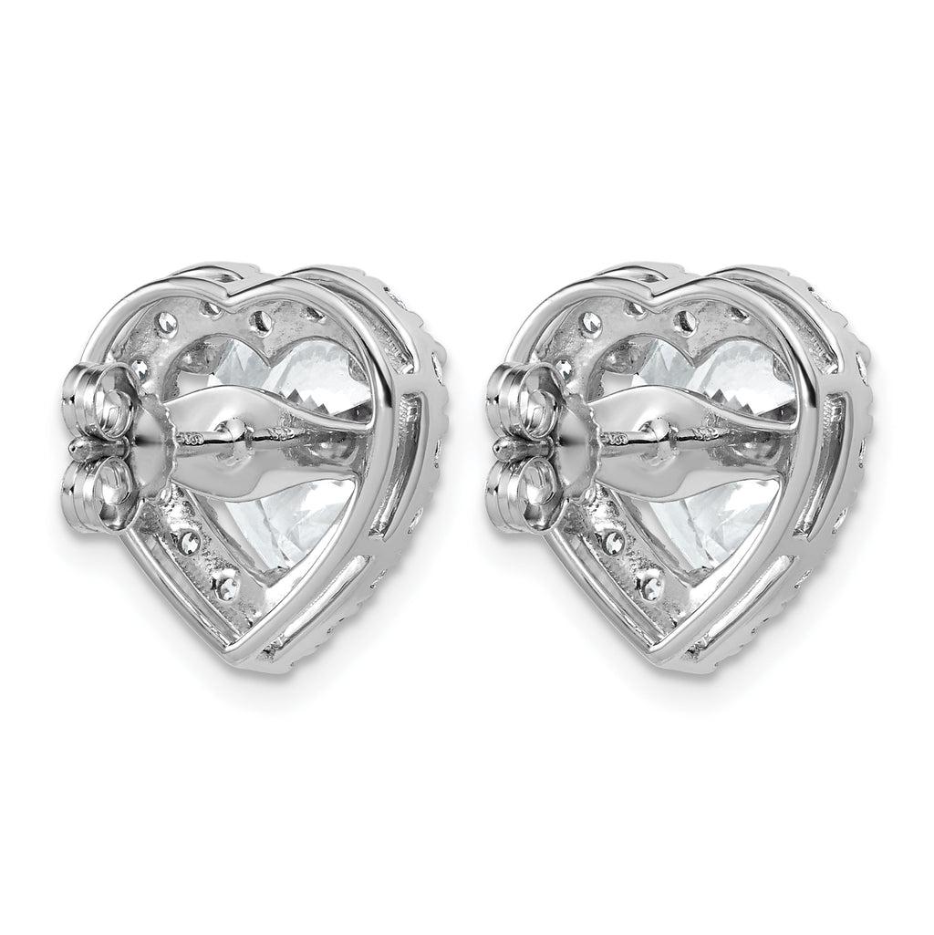 14k White Gold 7 3/8 carat Lab Grown Diamond VS+ F+ Complete Heart Halo Post Earrings