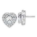 14k White Gold 7 3/8 carat Lab Grown Diamond VS+ F+ Complete Heart Halo Post Earrings