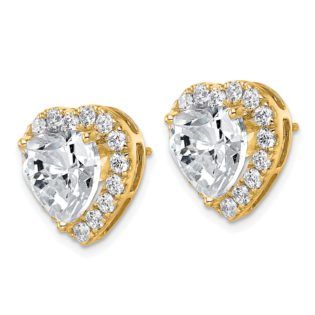 14k 7 3/8 carat Lab Grown Diamond VS+ F+ Complete Heart Halo Post Earrings