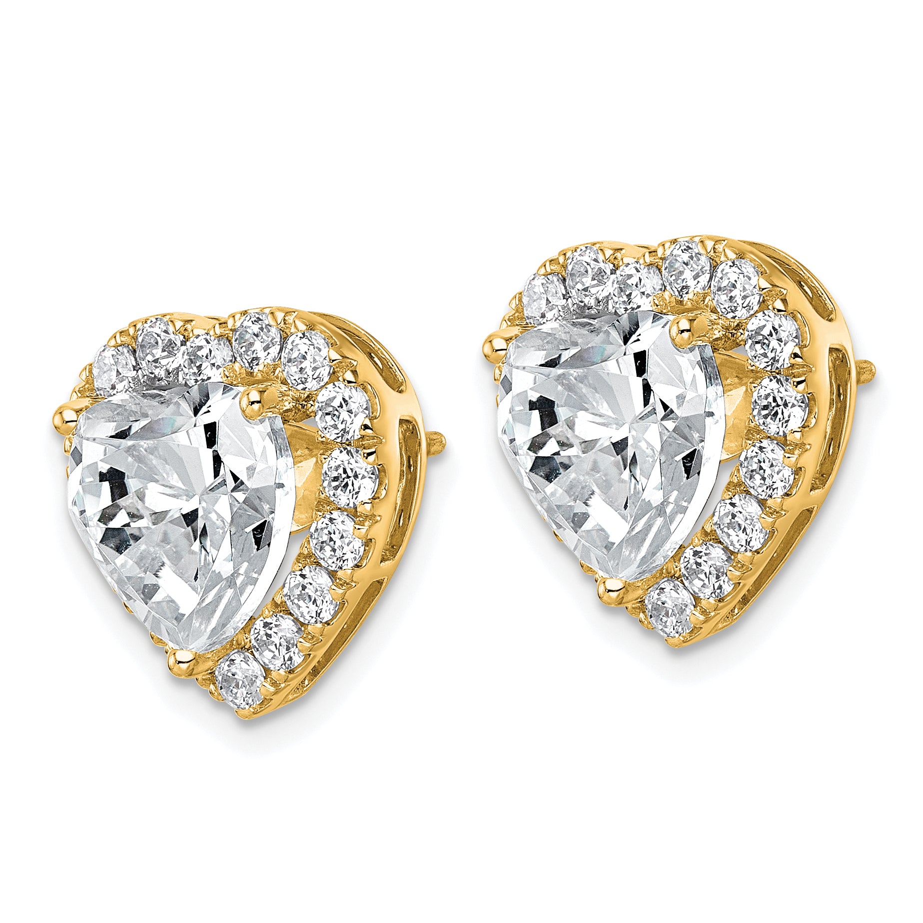 14k 7 3/8 carat Lab Grown Diamond VS+ F+ Complete Heart Halo Post Earrings