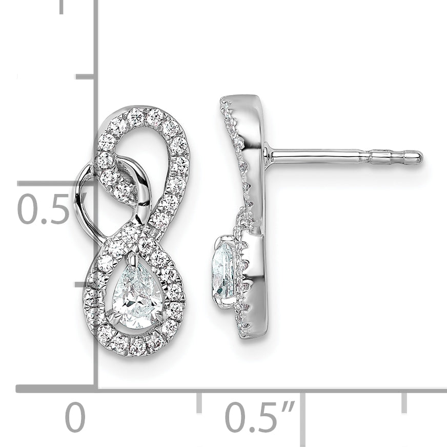 14K White Gold Polished Diamond Infinity Drop Post Earrings