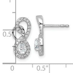 14K White Gold Polished Diamond Infinity Drop Post Earrings