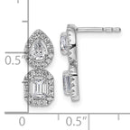 14k White Gold 7/8 carat Lab Grown Diamond VS/SI+ G+ Complete Two Stone Dangle Halo Post Earrings