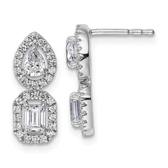 14k White Gold 7/8 carat Lab Grown Diamond VS/SI+ G+ Complete Two Stone Dangle Halo Post Earrings
