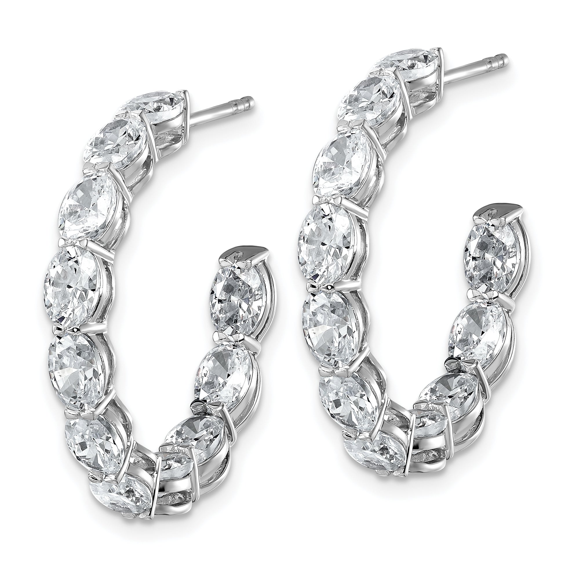 14k White Gold 6 carat Lab Grown Diamond VS/SI+ G+ Oval Complete In and Out Hoop Earrings Secondary image