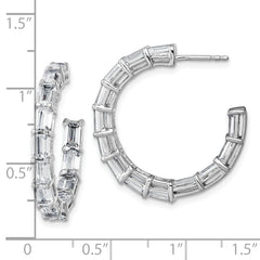 14k White Gold 6 1/2 carat Lab Grown Diamond VS/SI+ G+ Emerald Complete In and Out Hoop Earrings