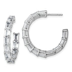 14k White Gold 6 1/2 carat Lab Grown Diamond VS/SI+ G+ Emerald Complete In and Out Hoop Earrings