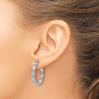 14K White Gold 5 ct Lab-Created Diamond VS+ F+ Oval-Cut In-and-Out Hoop Earrings