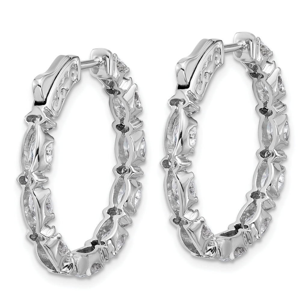 14K White Gold 5 ct Lab-Created Diamond VS+ F+ Oval-Cut In-and-Out Hoop Earrings