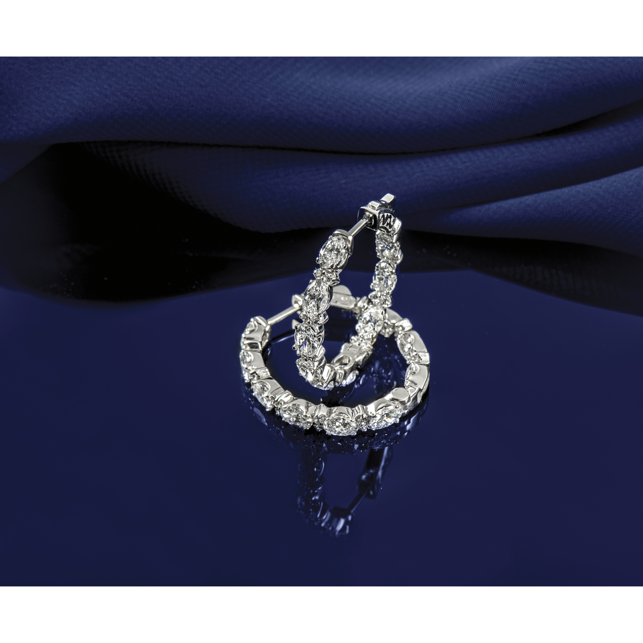 14K White Gold 5 ct Lab-Created Diamond VS/SI+ G+ Oval-Cut In-and-Out Hoop Earrings