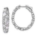 14K White Gold 5 ct Lab-Created Diamond VS/SI+ G+ Oval-Cut In-and-Out Hoop Earrings