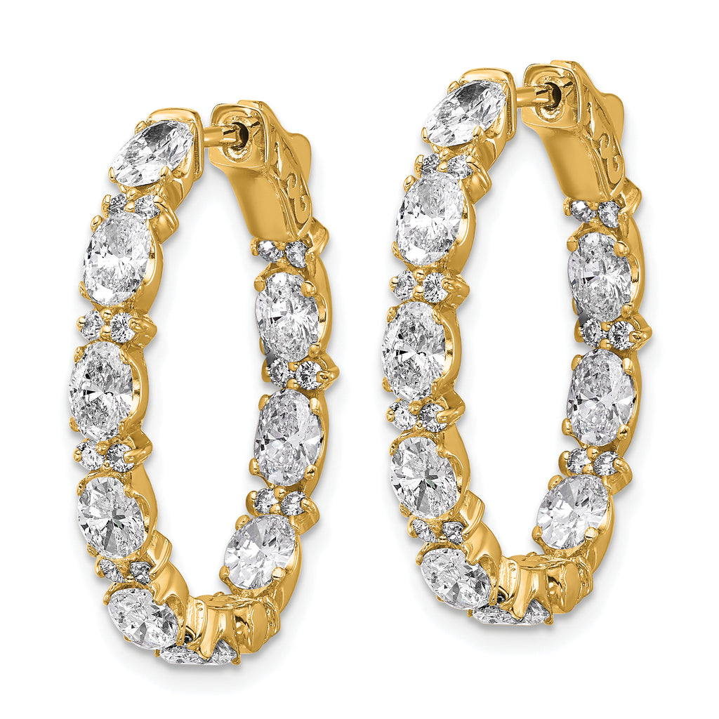 14K Yellow Gold 5 ct Lab-Created Diamond VS+ F+ Oval-Cut In-and-Out Hoop Earrings