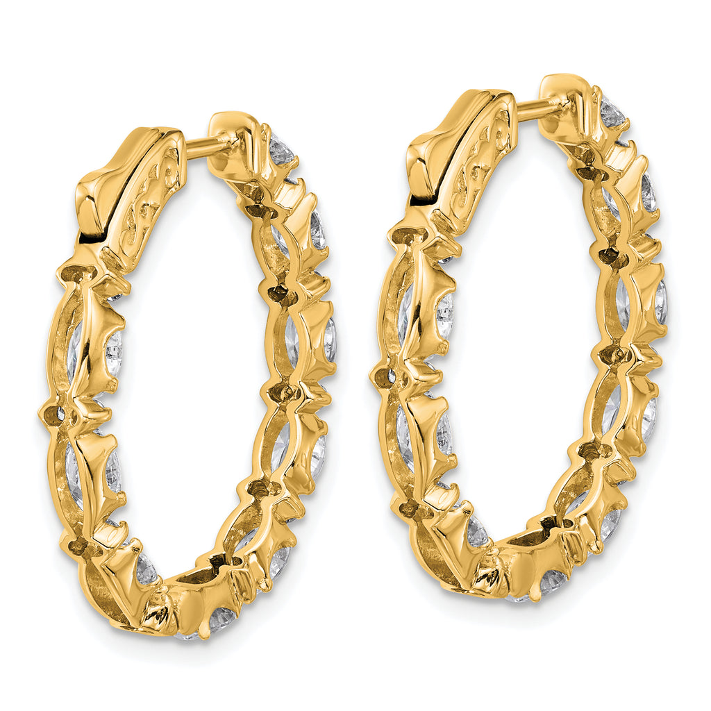 14K Yellow Gold 5 ct Lab-Created Diamond VS+ F+ Oval-Cut In-and-Out Hoop Earrings