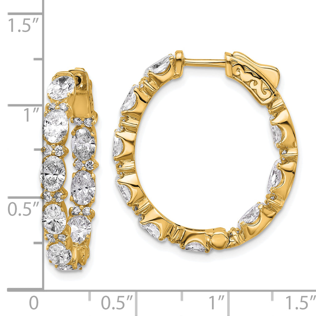 14K Yellow Gold 5 ct Lab-Created Diamond VS+ F+ Oval-Cut In-and-Out Hoop Earrings