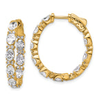 14K Yellow Gold 5 ct Lab-Created Diamond VS+ F+ Oval-Cut In-and-Out Hoop Earrings