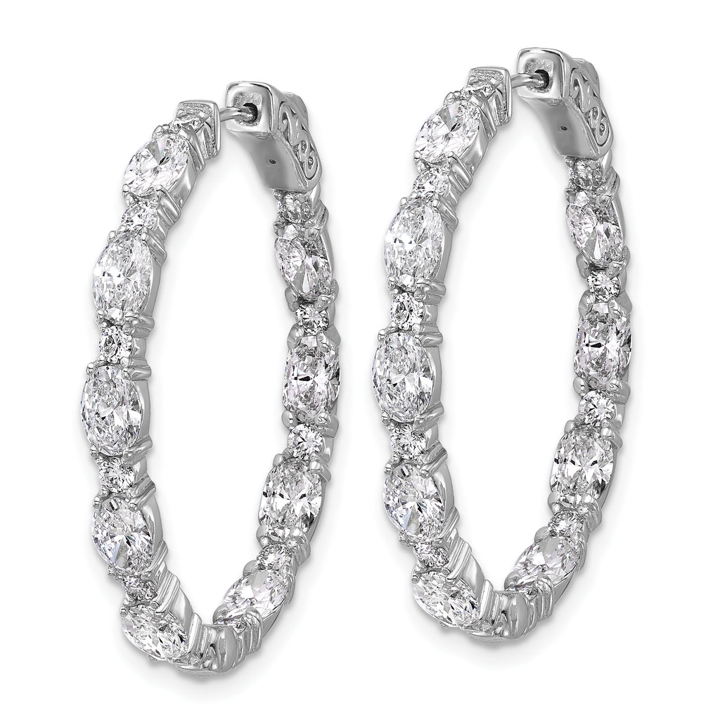 14K White Gold 5 1/4 ct Lab-Created Diamond VS/SI+ G+ Oval-Cut In-and-Out Hoop Earrings