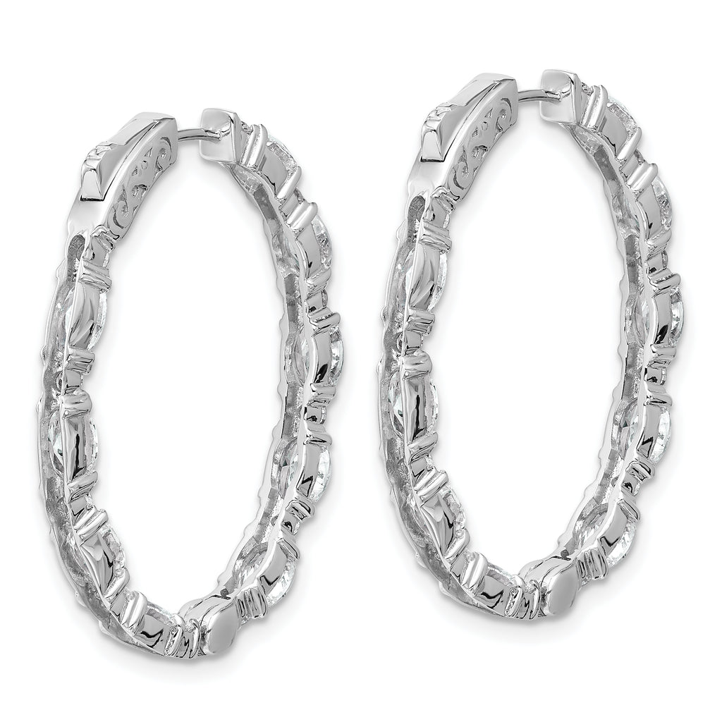14K White Gold 5 1/4 ct Lab-Created Diamond VS+ F+ Oval-Cut In-and-Out Hoop Earrings