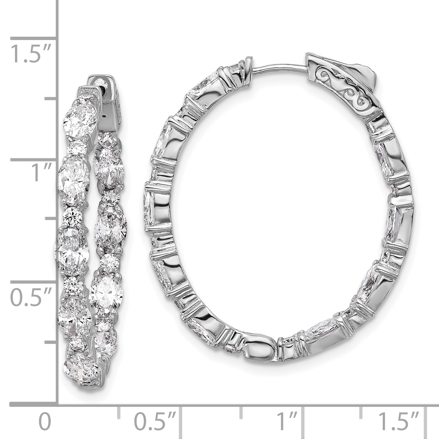 14K White Gold 5 1/4 ct Lab-Created Diamond VS+ F+ Oval-Cut In-and-Out Hoop Earrings