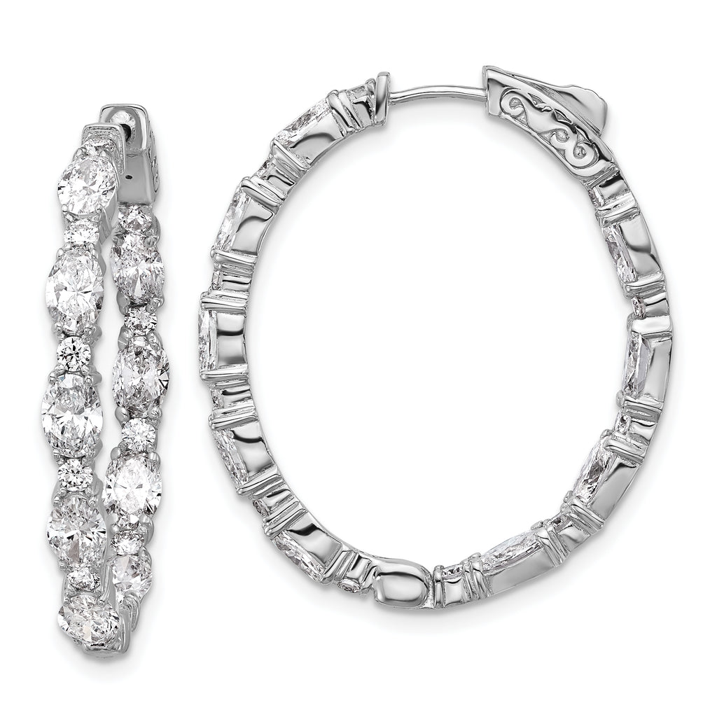 14K White Gold 5 1/4 ct Lab-Created Diamond VS+ F+ Oval-Cut In-and-Out Hoop Earrings