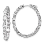 14K White Gold 5 1/4 ct Lab-Created Diamond VS+ F+ Oval-Cut In-and-Out Hoop Earrings