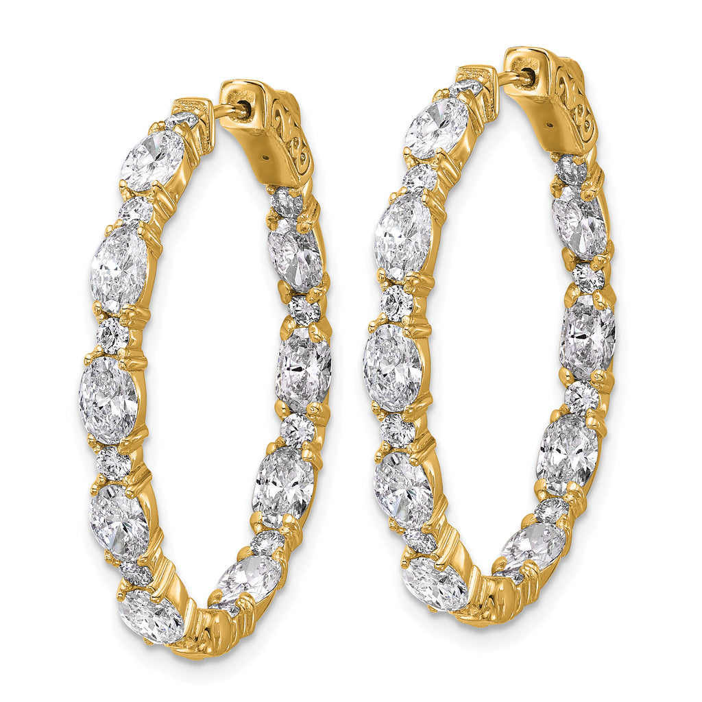 14K Yellow Gold 5 1/4 ct Lab-Created Diamond VS/SI+ G+ Oval-Cut In-and-Out Hoop Earrings