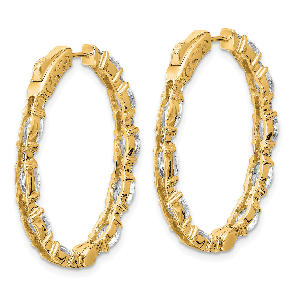 14K Yellow Gold 5 1/4 ct Lab-Created Diamond VS+ F+ Oval-Cut In-and-Out Hoop Earrings