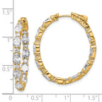 14K Yellow Gold 5 1/4 ct Lab-Created Diamond VS+ F+ Oval-Cut In-and-Out Hoop Earrings