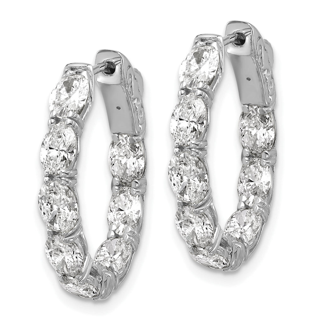 14K White Gold 4 ct Lab-Created Diamond VS/SI+ G+ Oval-Cut In-and-Out Hoop Earrings